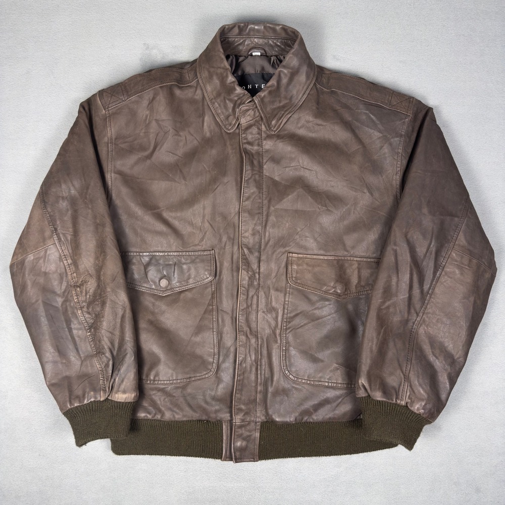Vintage 90s Context Brown Leather A-2 Flight Bomber Jacket Pilot Mens L